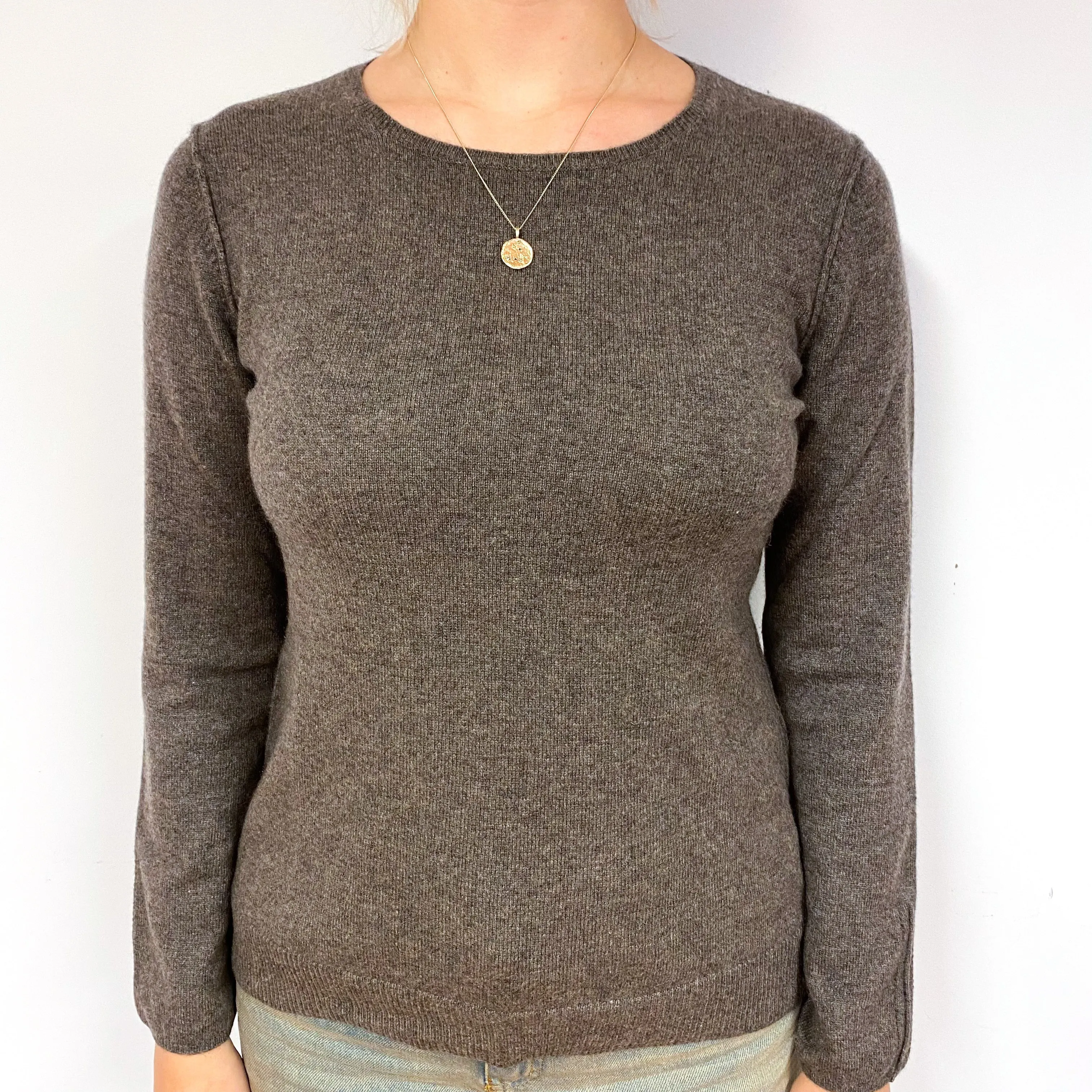 Muted Brown Cashmere Crew Neck Jumper Small