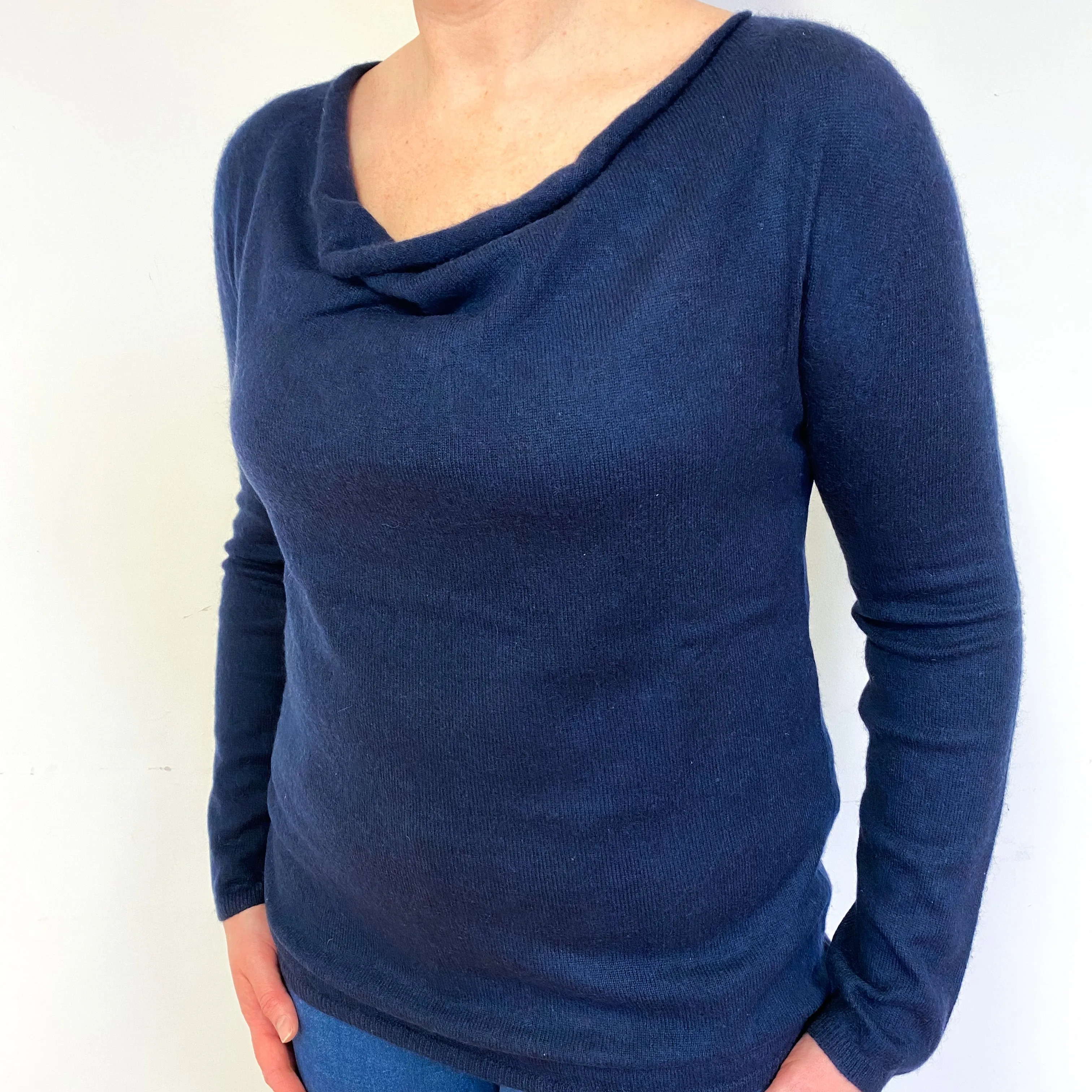 Navy Blue Cashmere Crew Neck Jumper Large
