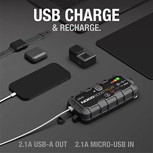 NOCO Boost Plus GB40 1000A UltraSafe Car Battery Jump Starter, 12V Jump Starter Battery Pack, Battery Booster, Jump Box, Portable Charger and Jumper Cables for 6.0L Gasoline and 3.0L Diesel Engines