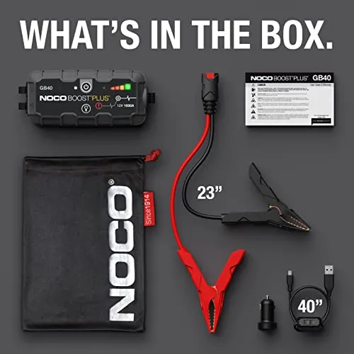 NOCO Boost Plus GB40 1000A UltraSafe Car Battery Jump Starter, 12V Jump Starter Battery Pack, Battery Booster, Jump Box, Portable Charger and Jumper Cables for 6.0L Gasoline and 3.0L Diesel Engines