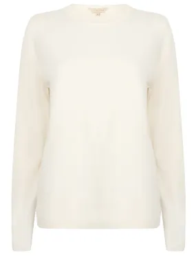Obama2 Crew Neck Knit Jumper In Clean Cream - Plum Tree