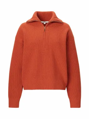 Orange half-zipped jumper