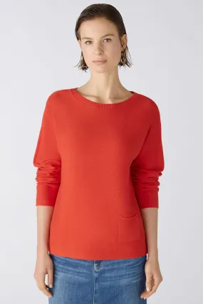 Oui 79915 Keiko Aura Orange/ Red Wide Neck Jumper