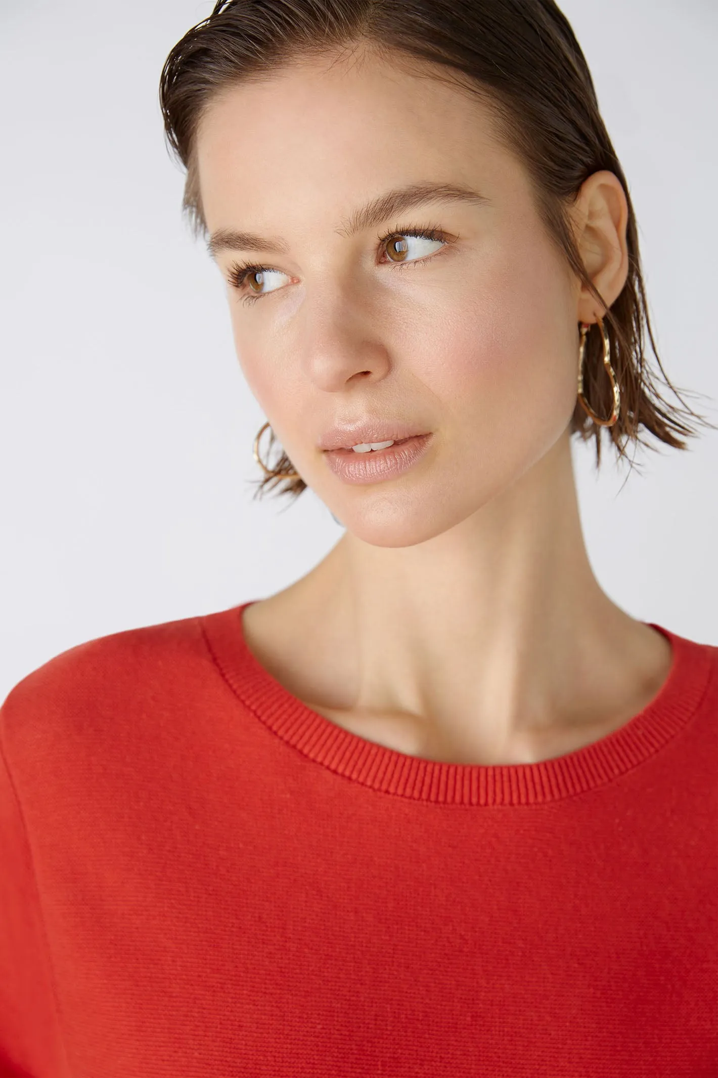 Oui 79915 Keiko Aura Orange/ Red Wide Neck Jumper