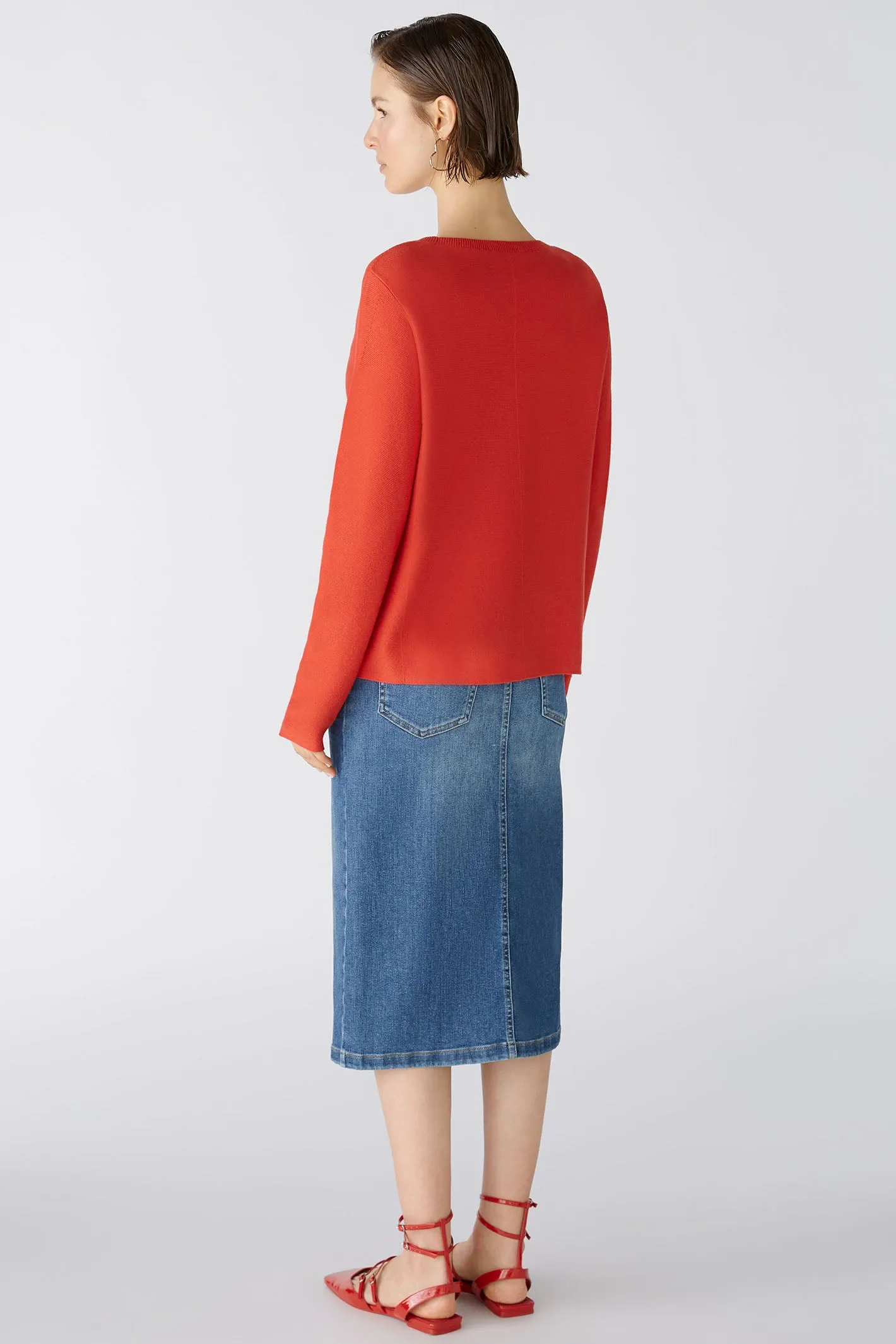 Oui 79915 Keiko Aura Orange/ Red Wide Neck Jumper