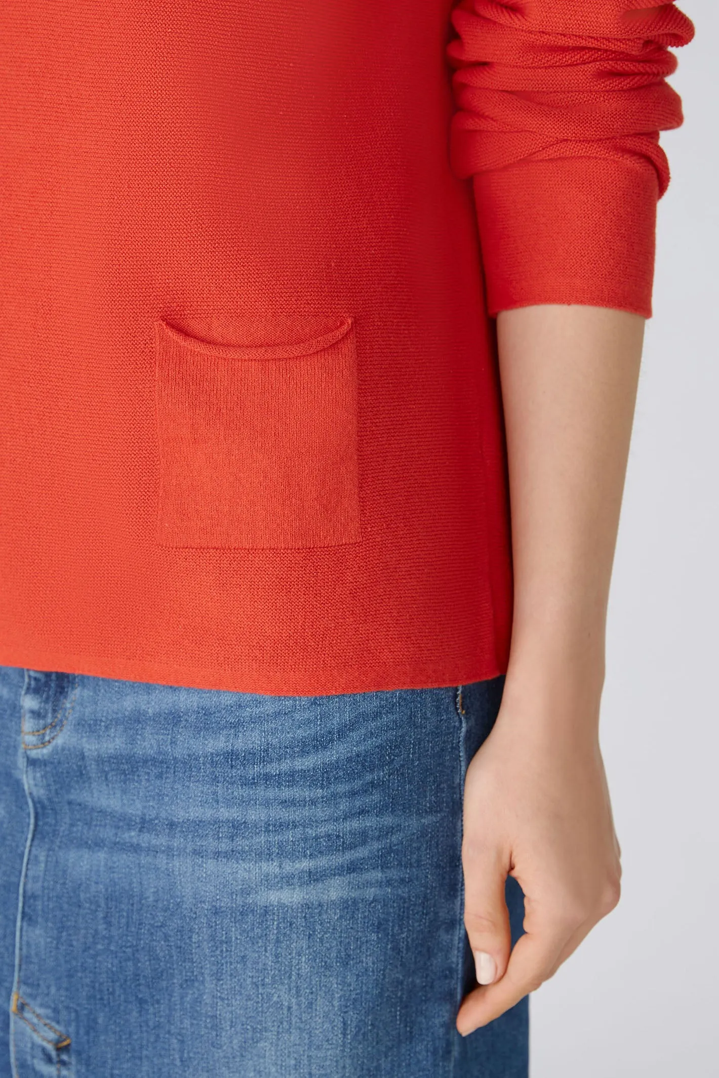 Oui 79915 Keiko Aura Orange/ Red Wide Neck Jumper