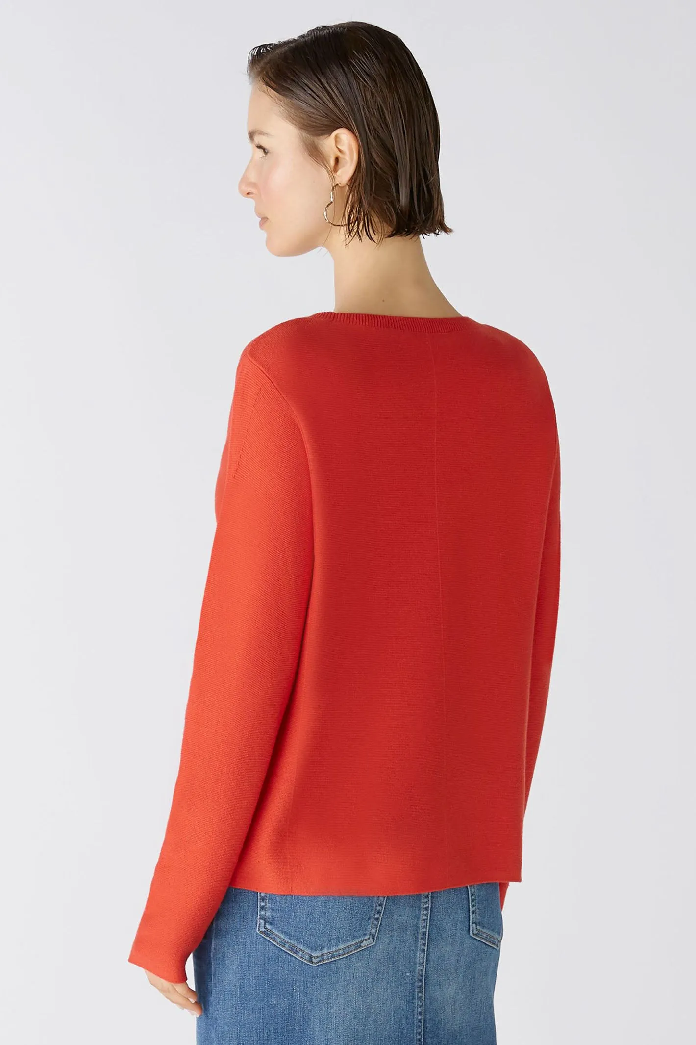 Oui 79915 Keiko Aura Orange/ Red Wide Neck Jumper