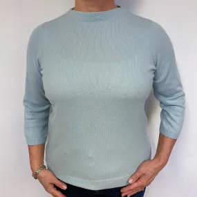 Pale Mint Green Cashmere Crew Neck Jumper Large