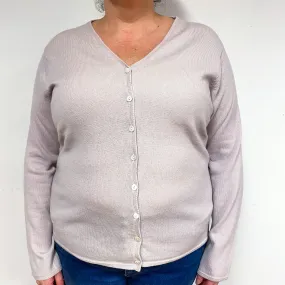 Palest Dusky Pink Cashmere V-Neck Cardigan Extra Large