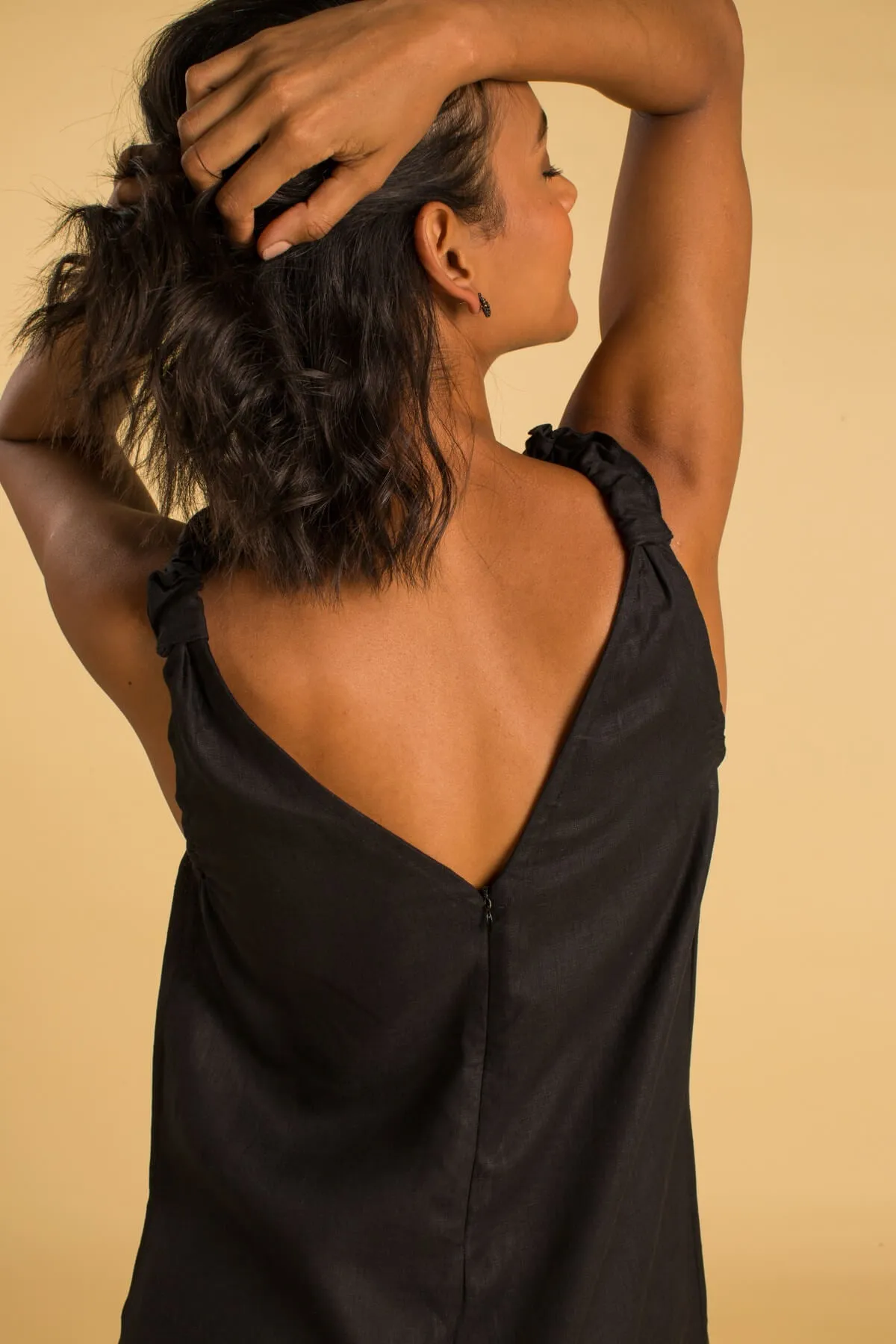 PANAREA Linen Jumper - Black