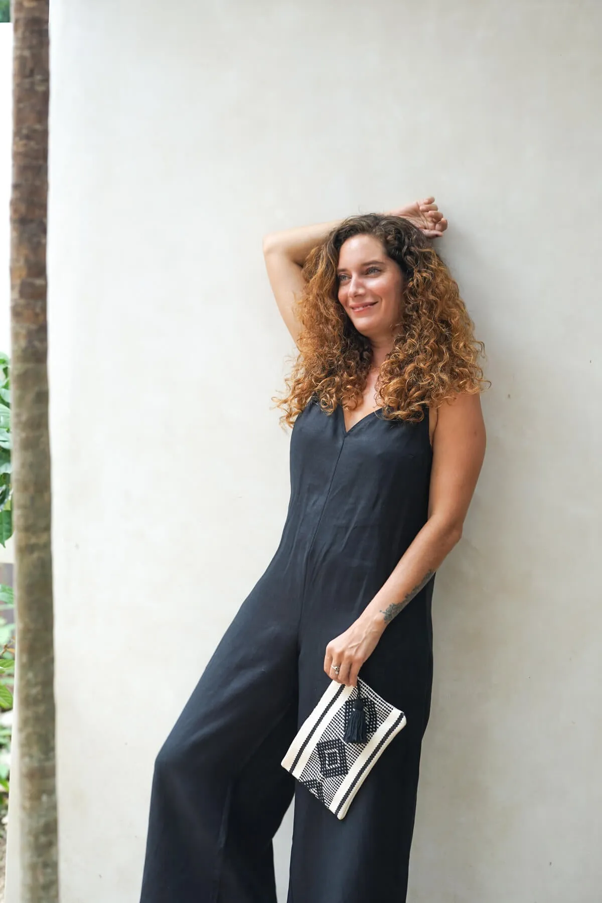 PANAREA Linen Jumper - Black