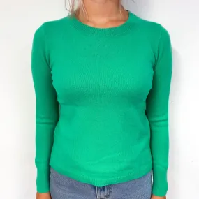 Pea Green Cashmere Crew Neck Jumper Small