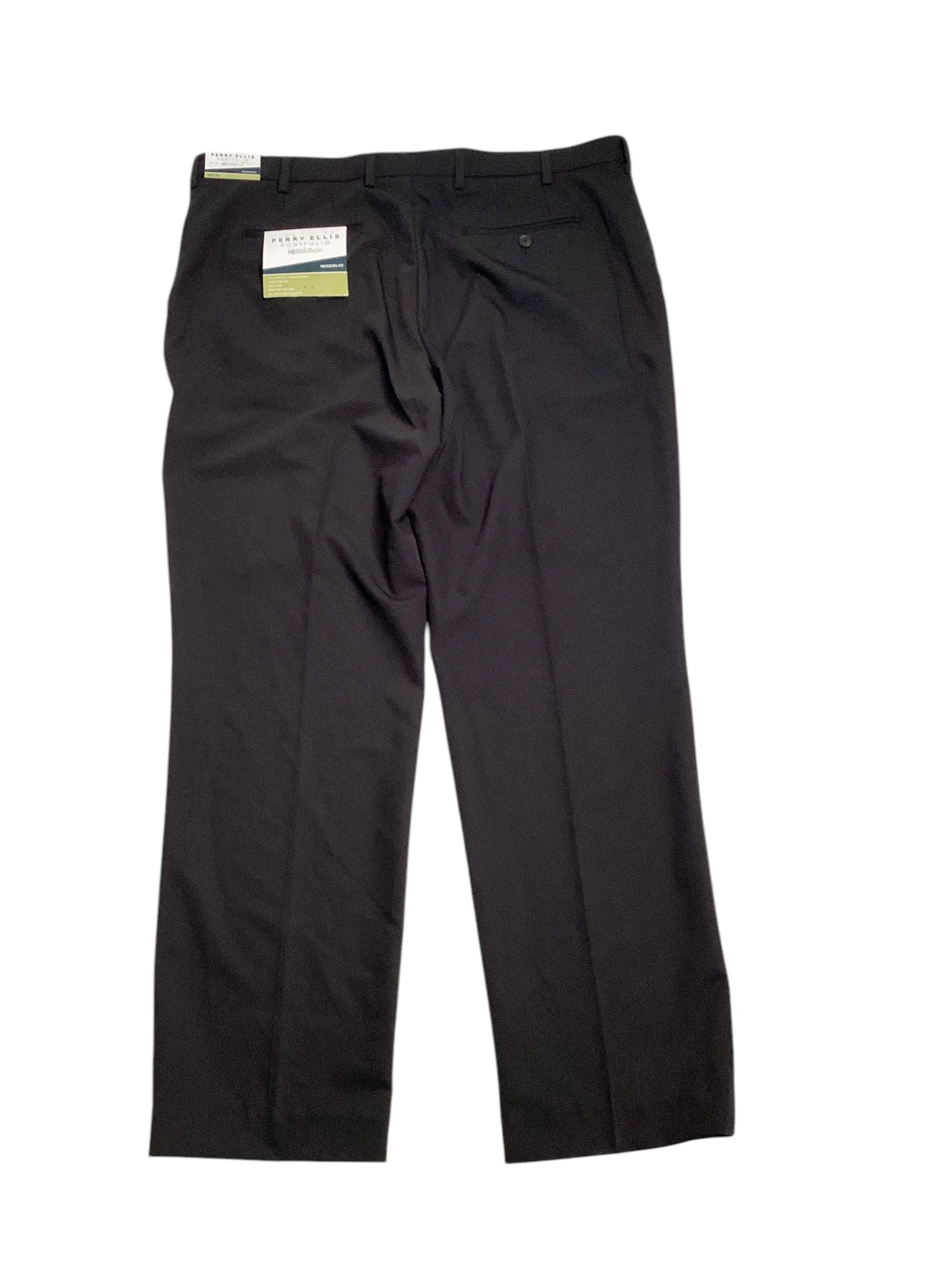 Perry Ellis Mens Modern fit Dress Pants 34 / 30 Black Solid Stretch