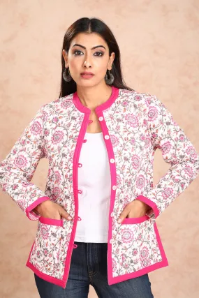 Pink Floral Reversible Quilted Jacket UCJ0004