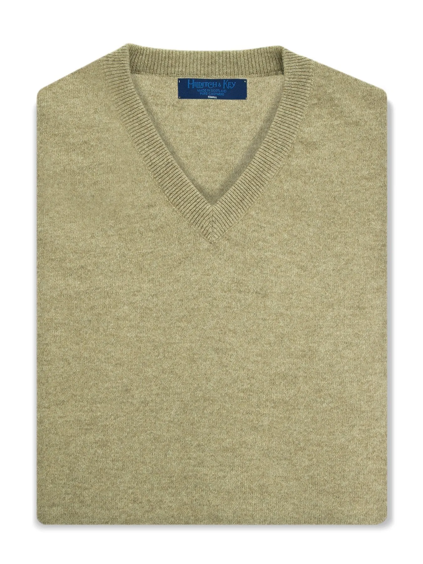 Plain Dark Natural 2-Ply Cashmere Long Sleeve V-Neck Jumper