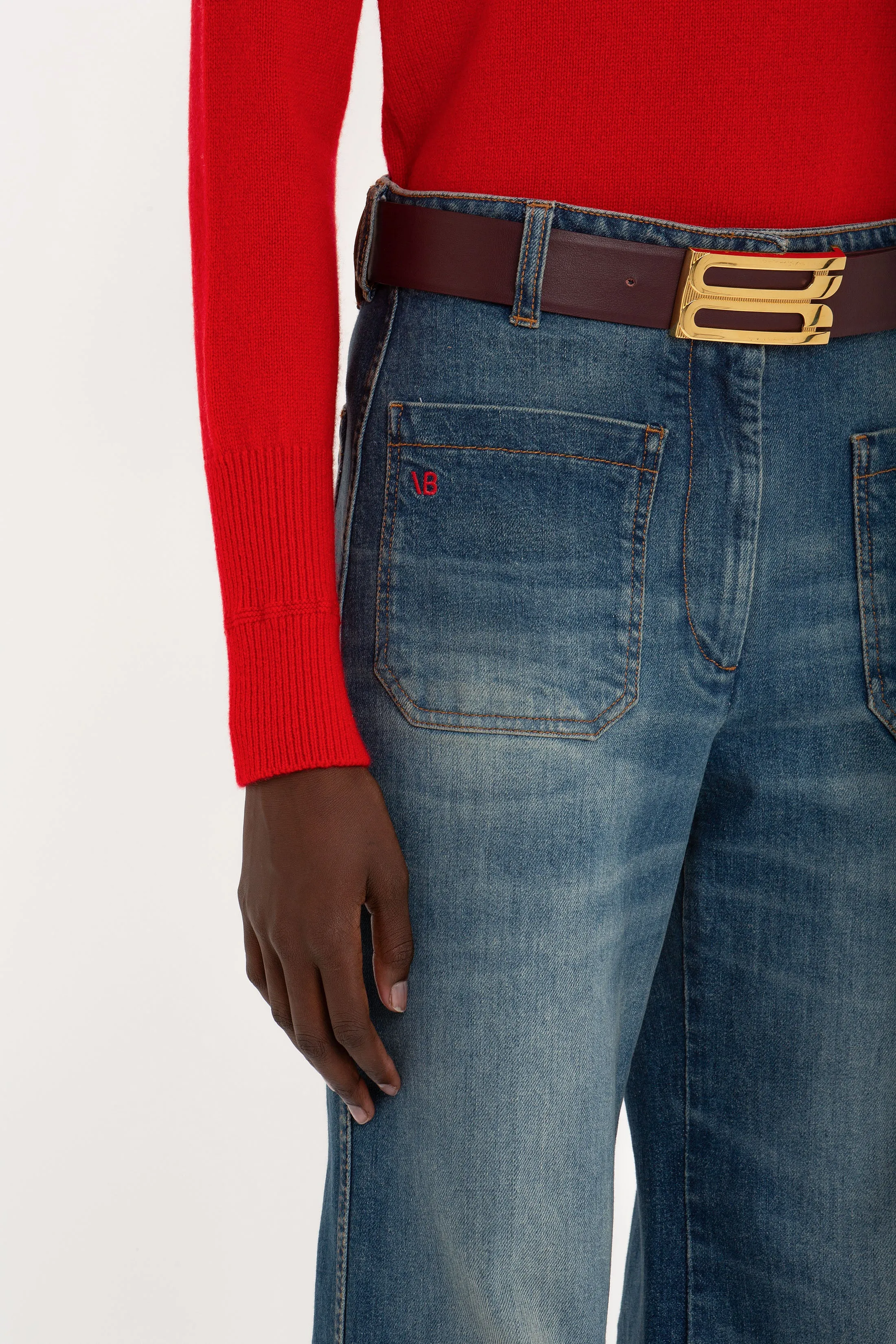 Polo Neck Jumper In Red