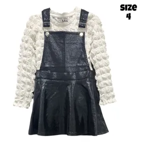 Popcorn Top & Leatherette Jumper Dress