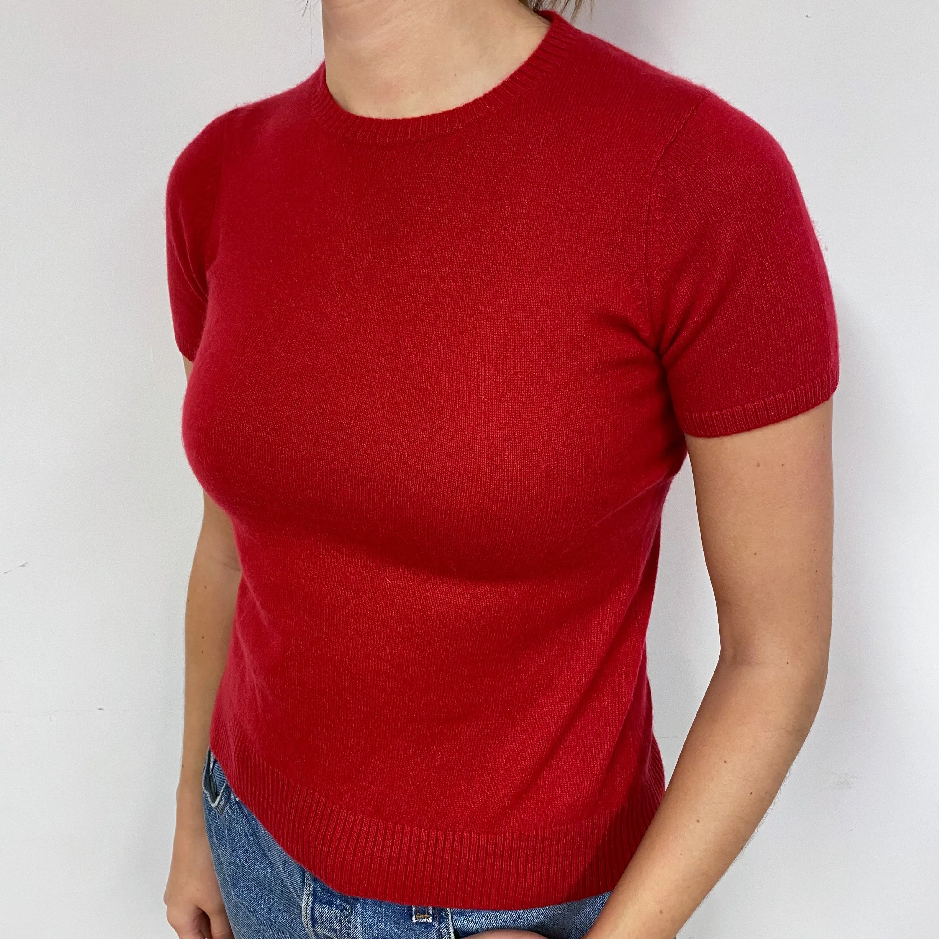 Post Box Red Cashmere Crew Neck Tee Small