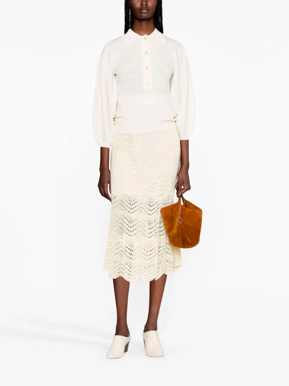 Puff-sleeves polo jumper