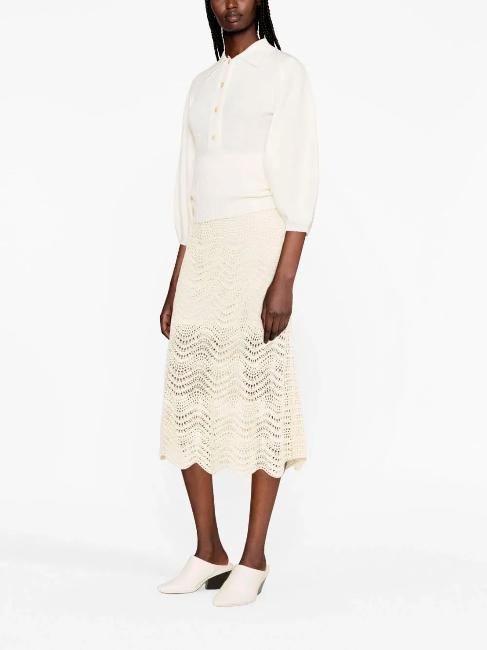 Puff-sleeves polo jumper