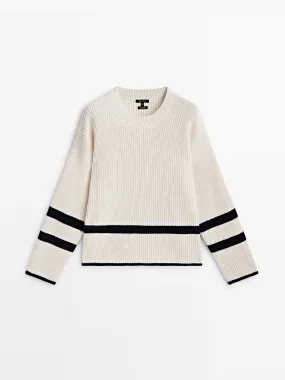 Purl knit jumper with side buttons