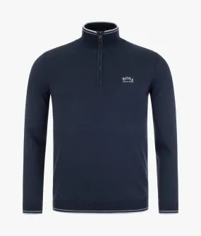 Quarter Zip-Neck Logo Knit Jumper