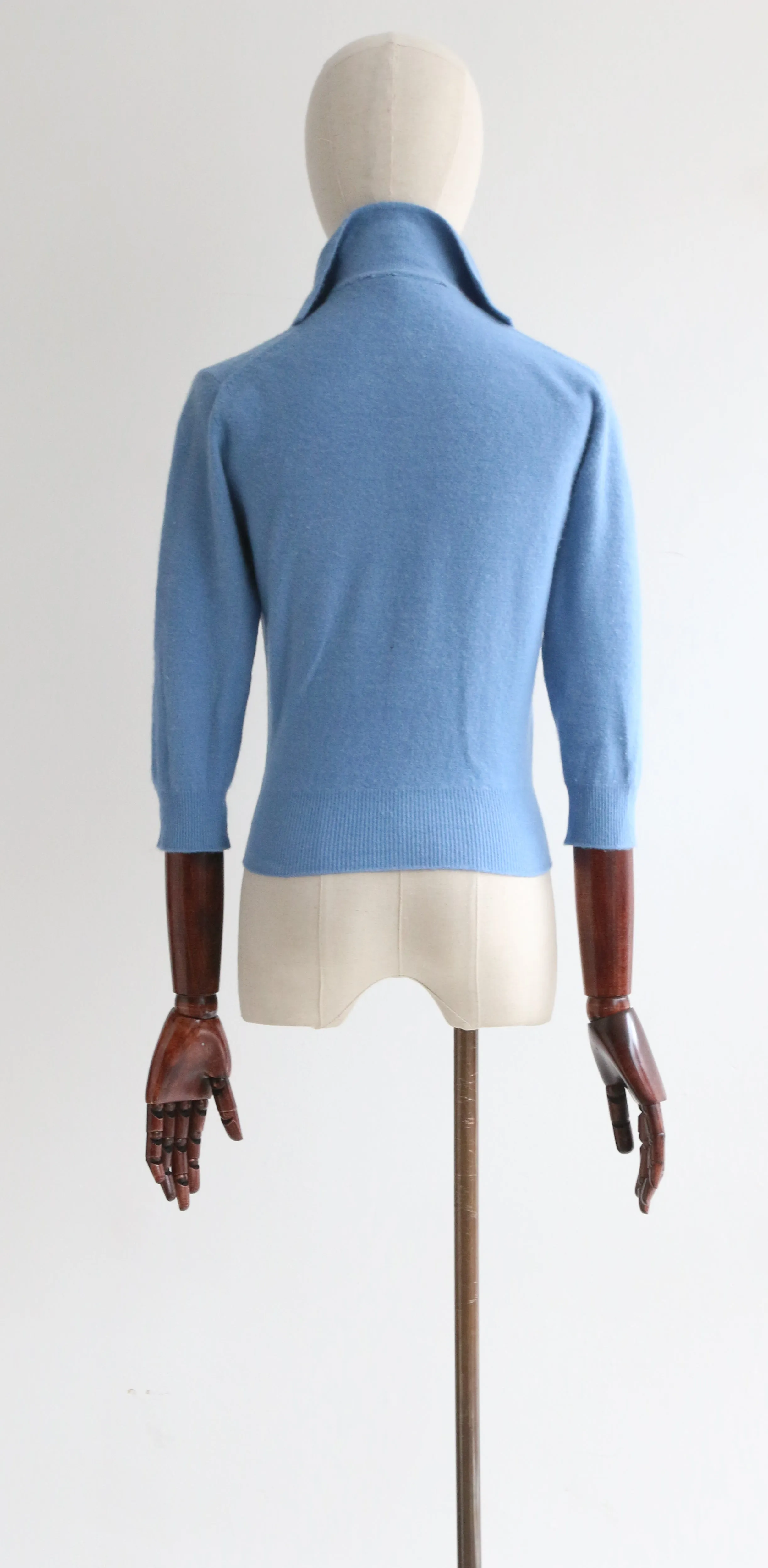 "French Blue" Vintage 1950's Lambs Wool Jumper UK 10 US 6