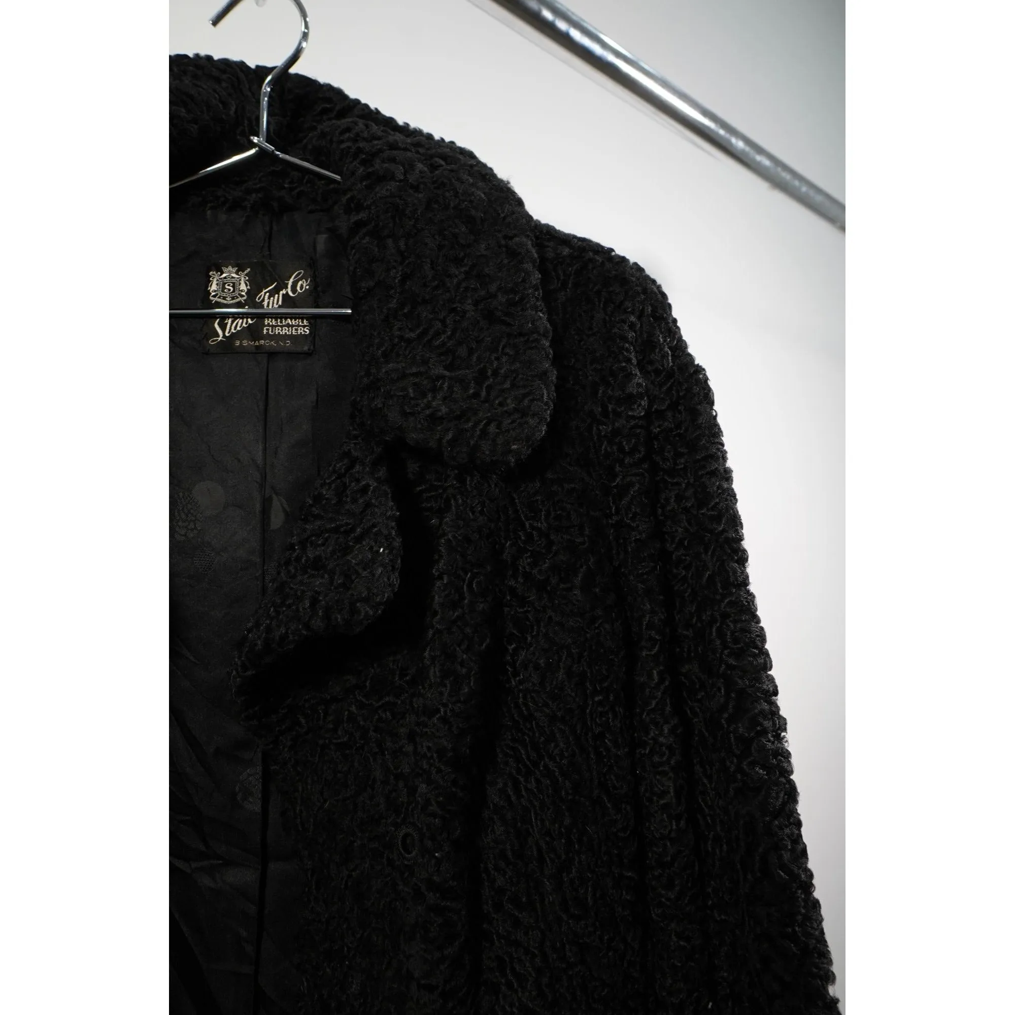 "Retail" Vintage State Fur Co. Fuzzy Trench Coat Black Women's (See Dimension)