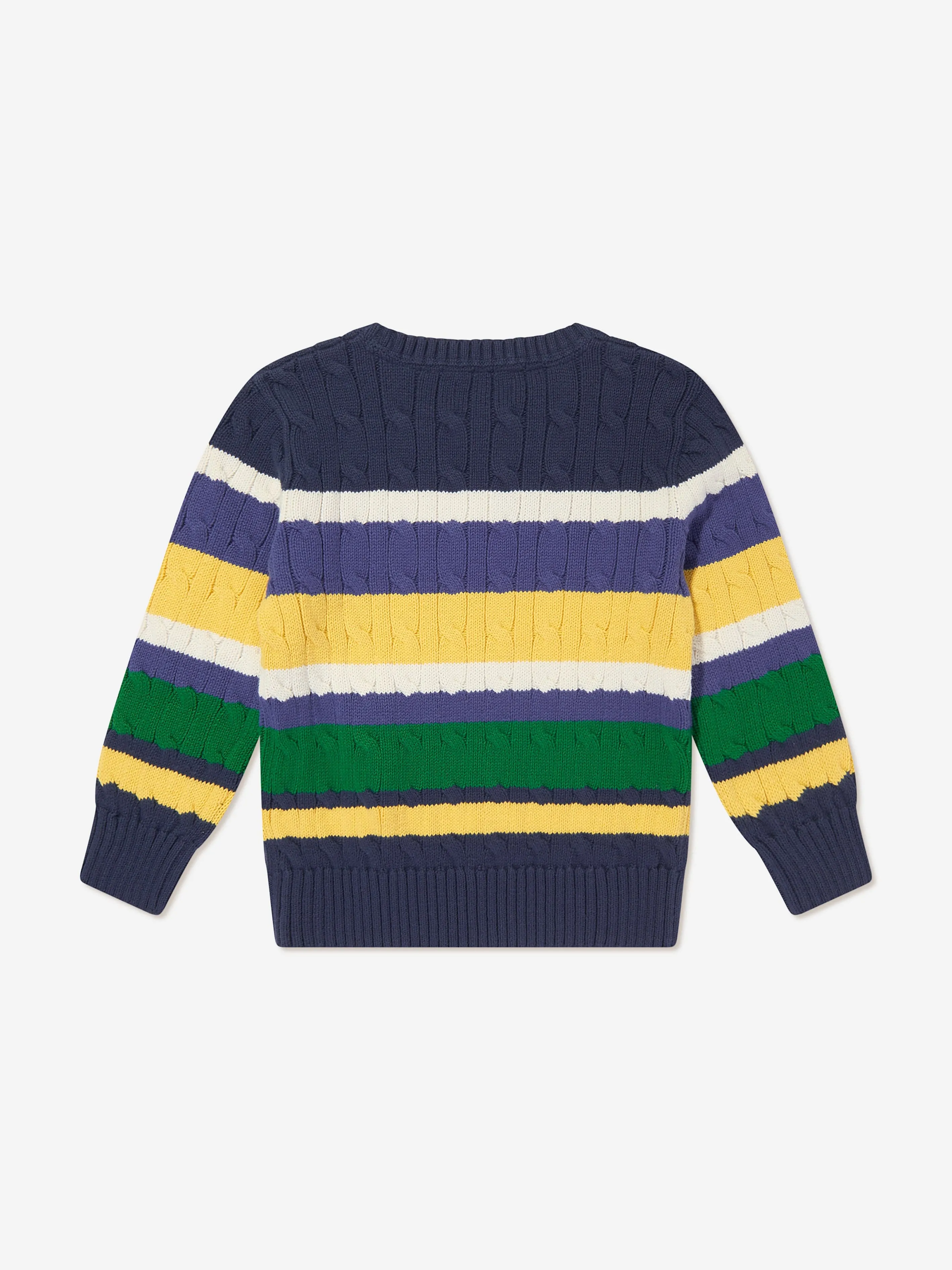 Ralph Lauren Boys Striped Cable Knit Jumper in Multicolour