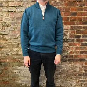 Regent - Quarter Zip Jumper  - Geelong Lambswool - Grecian Sea Blue