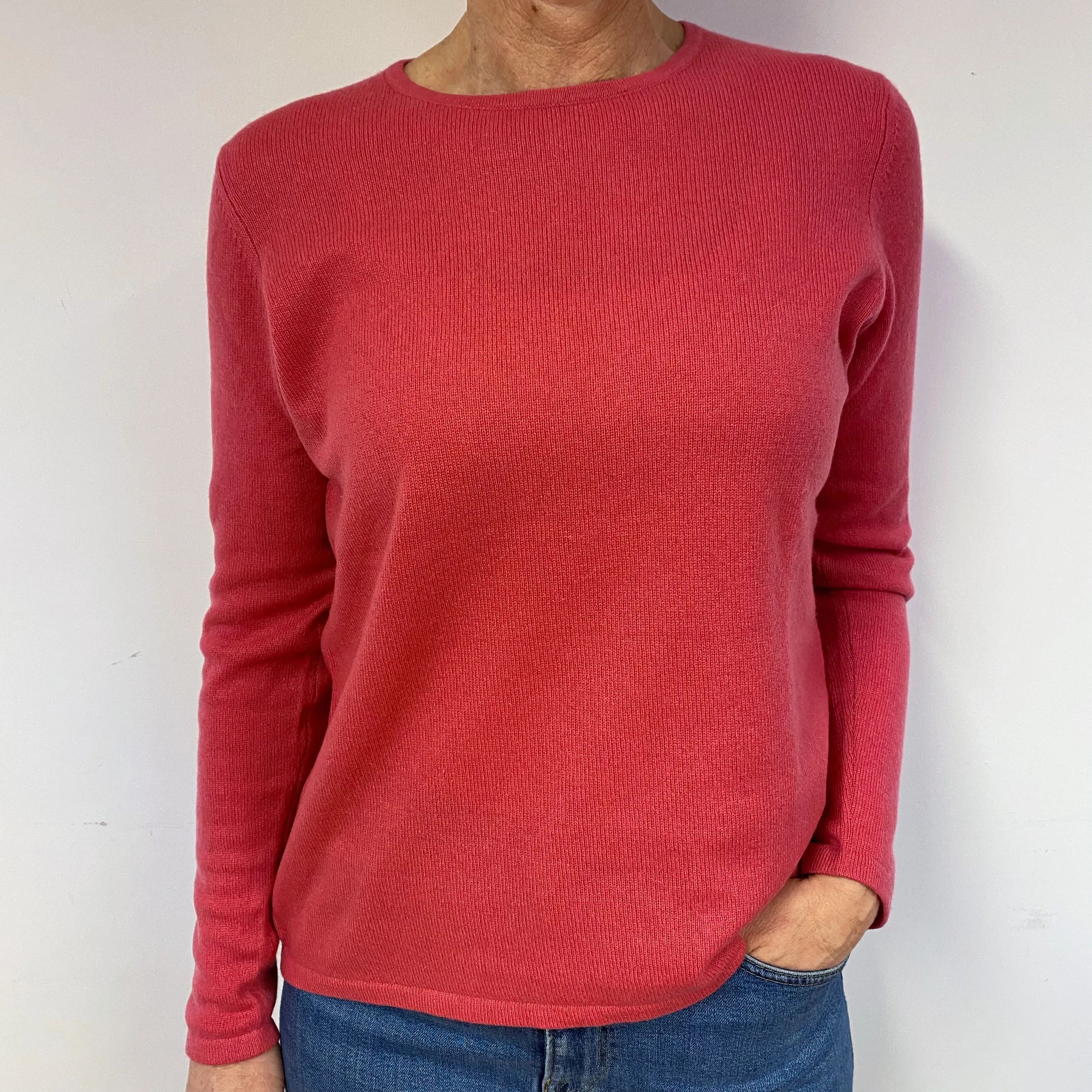 Rose Pink Cashmere Crew Neck Jumper Medium