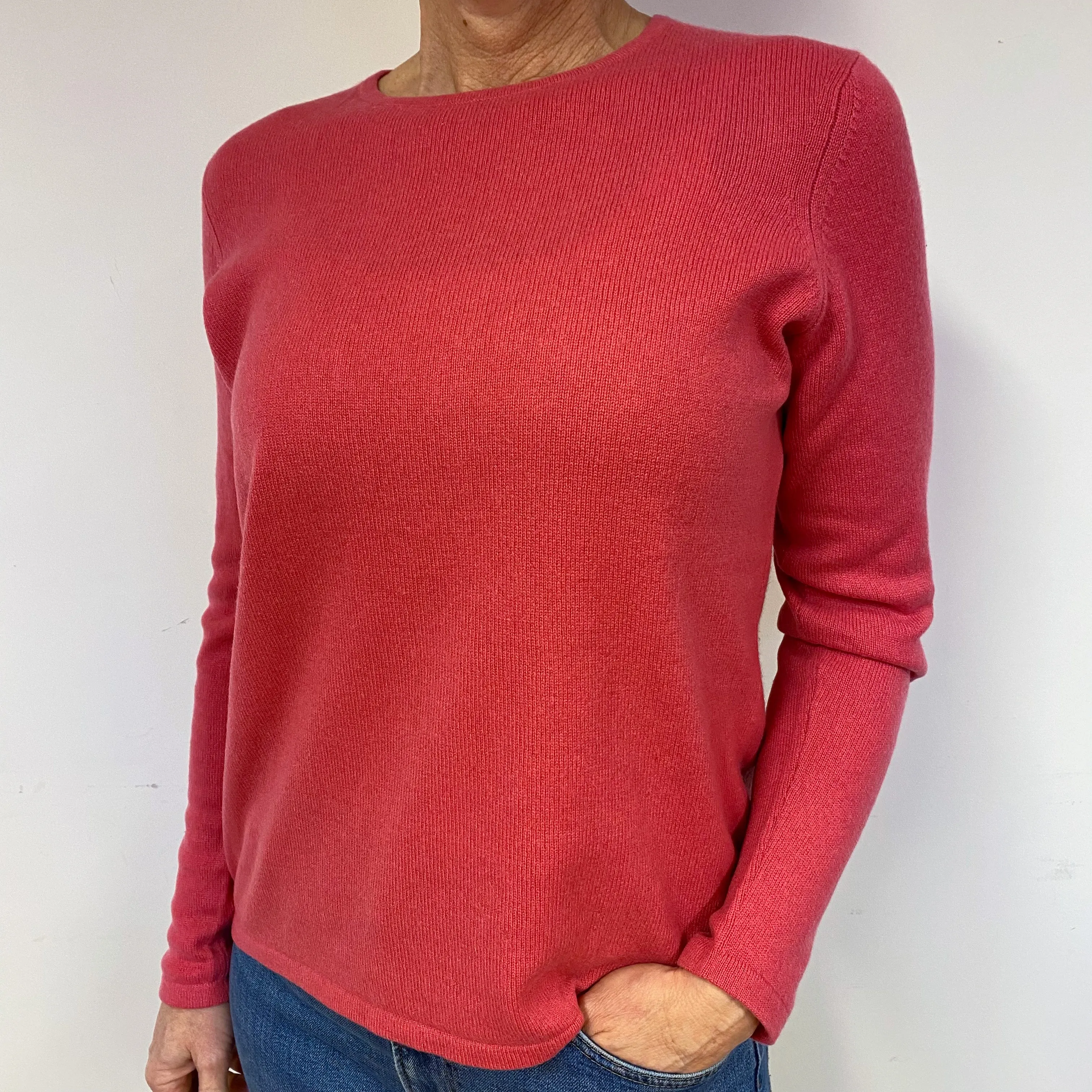 Rose Pink Cashmere Crew Neck Jumper Medium