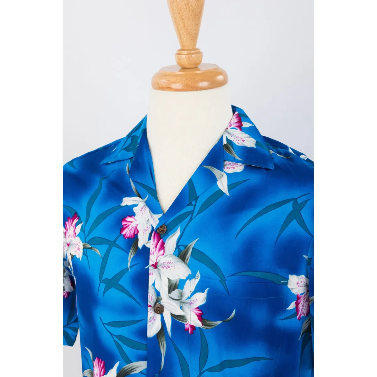Royal Blue  Orchid Floral Print Shirt | Blue