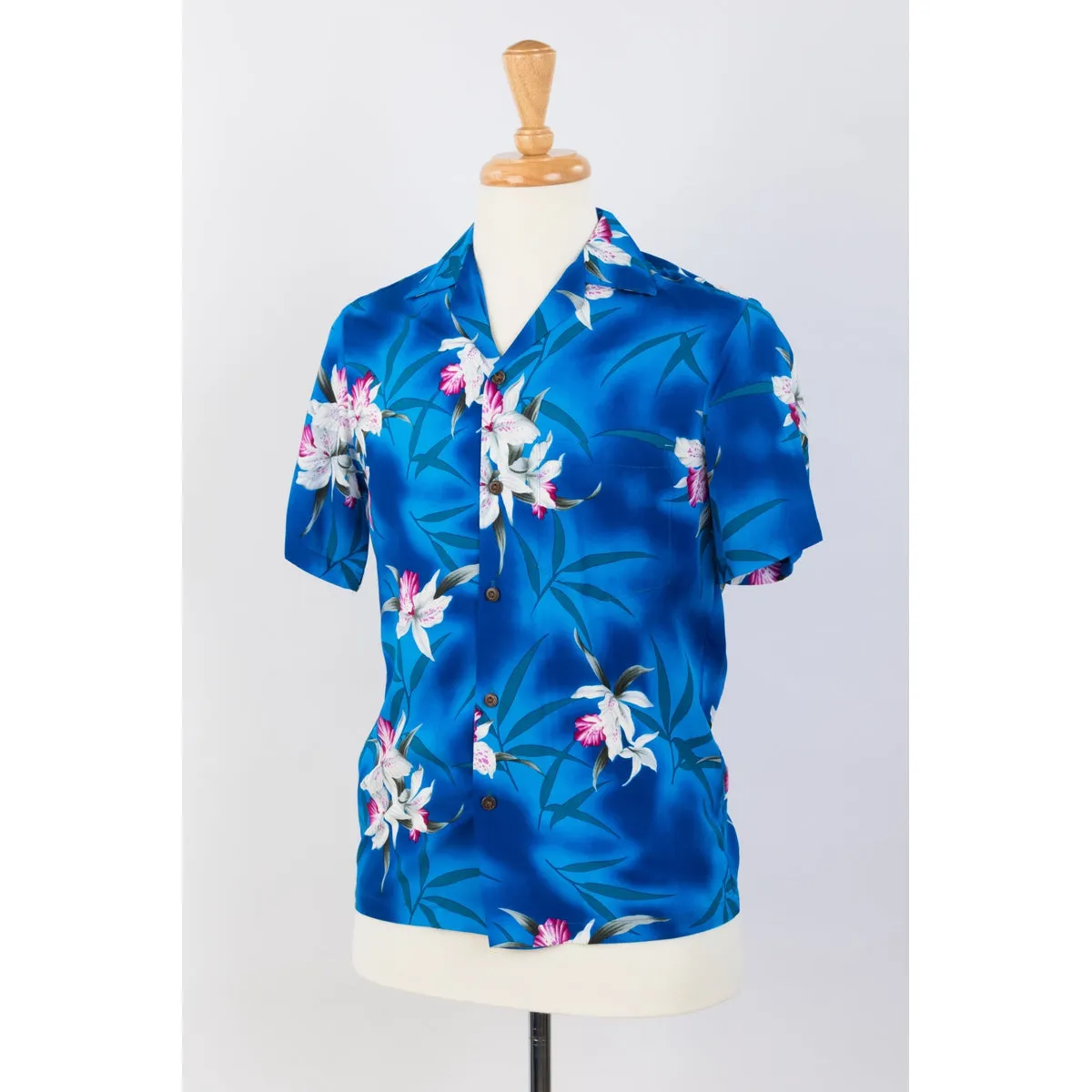 Royal Blue  Orchid Floral Print Shirt | Blue