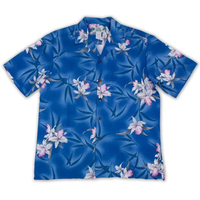 Royal Blue  Orchid Floral Print Shirt | Blue