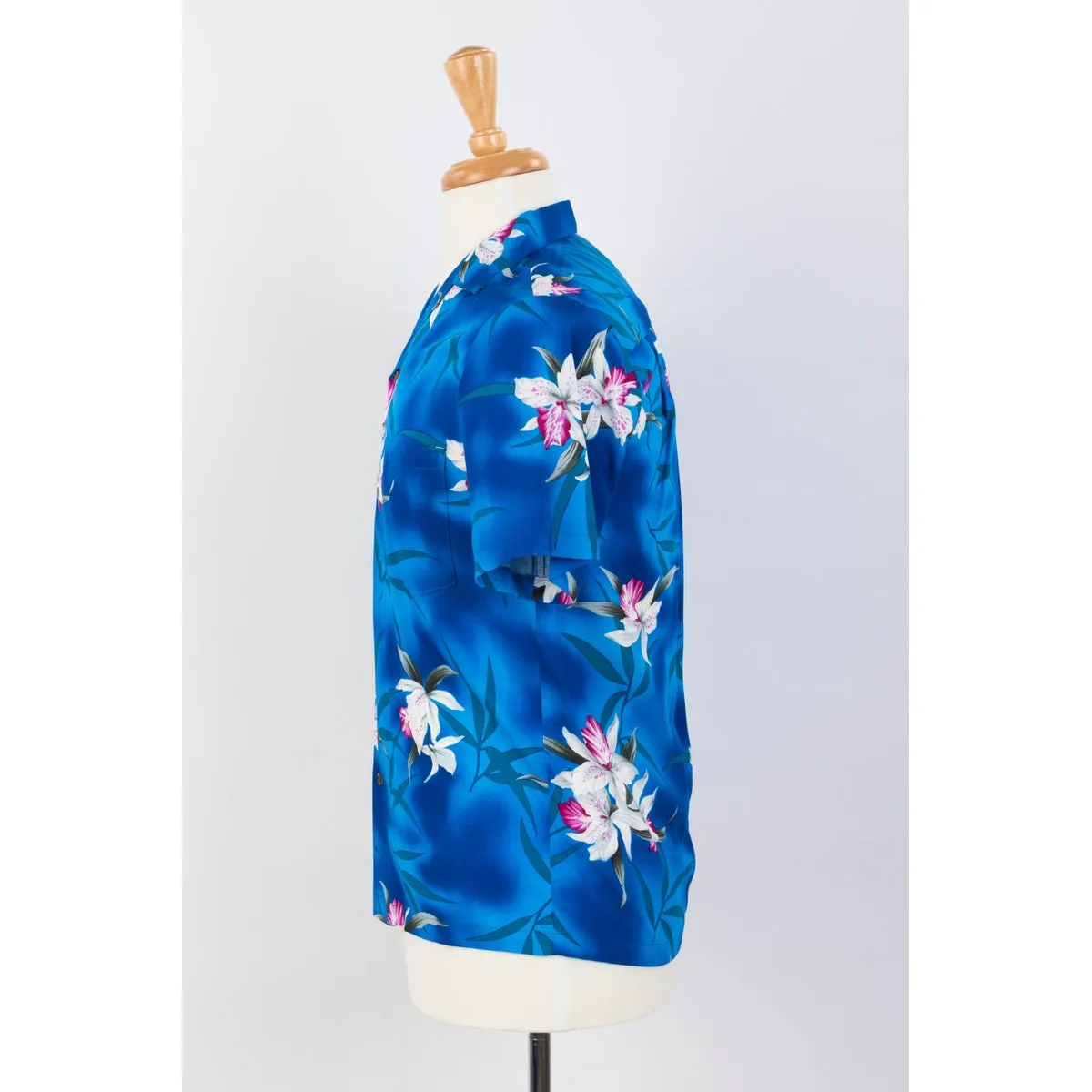 Royal Blue  Orchid Floral Print Shirt | Blue