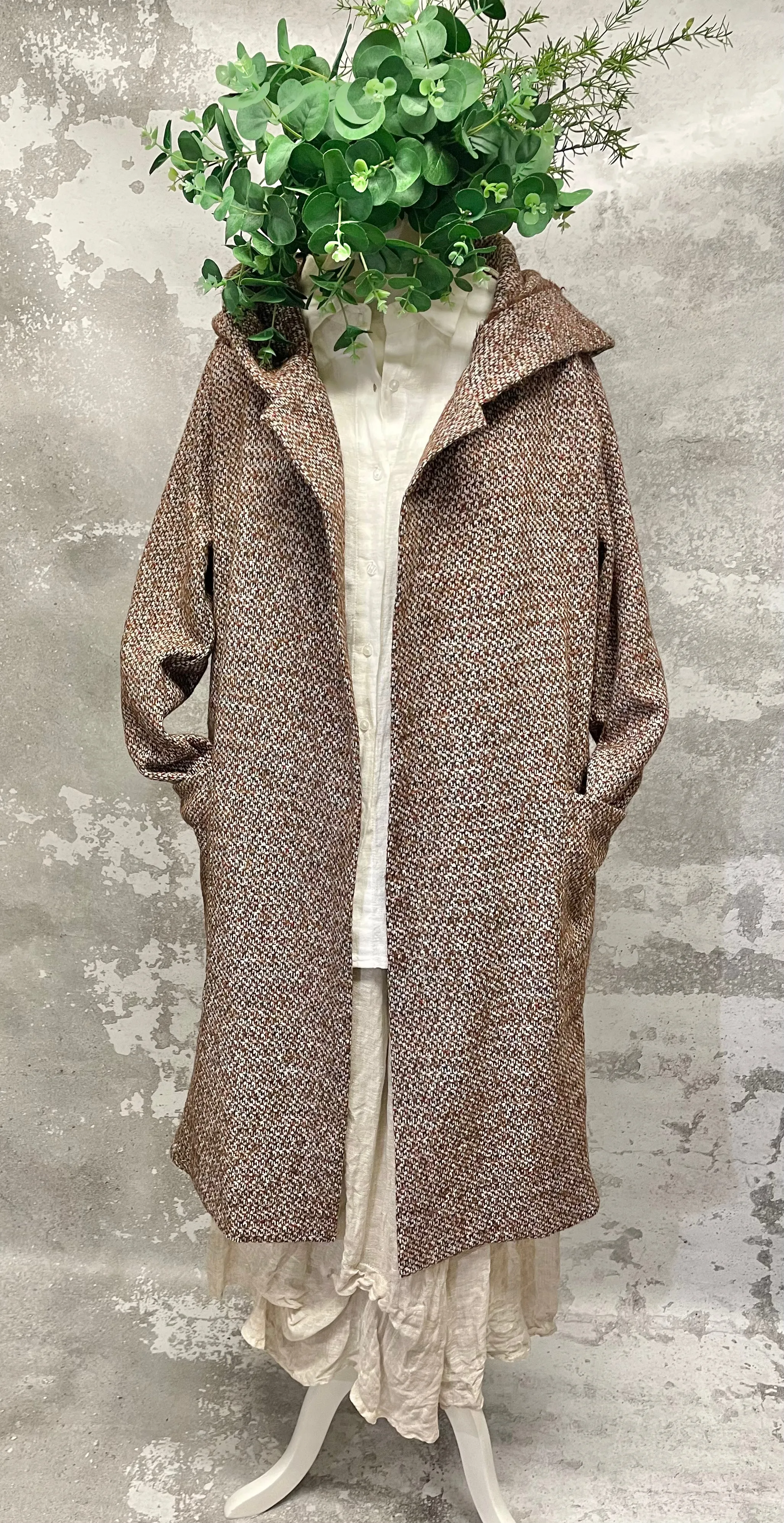 Rust and stone weave Bramble coat