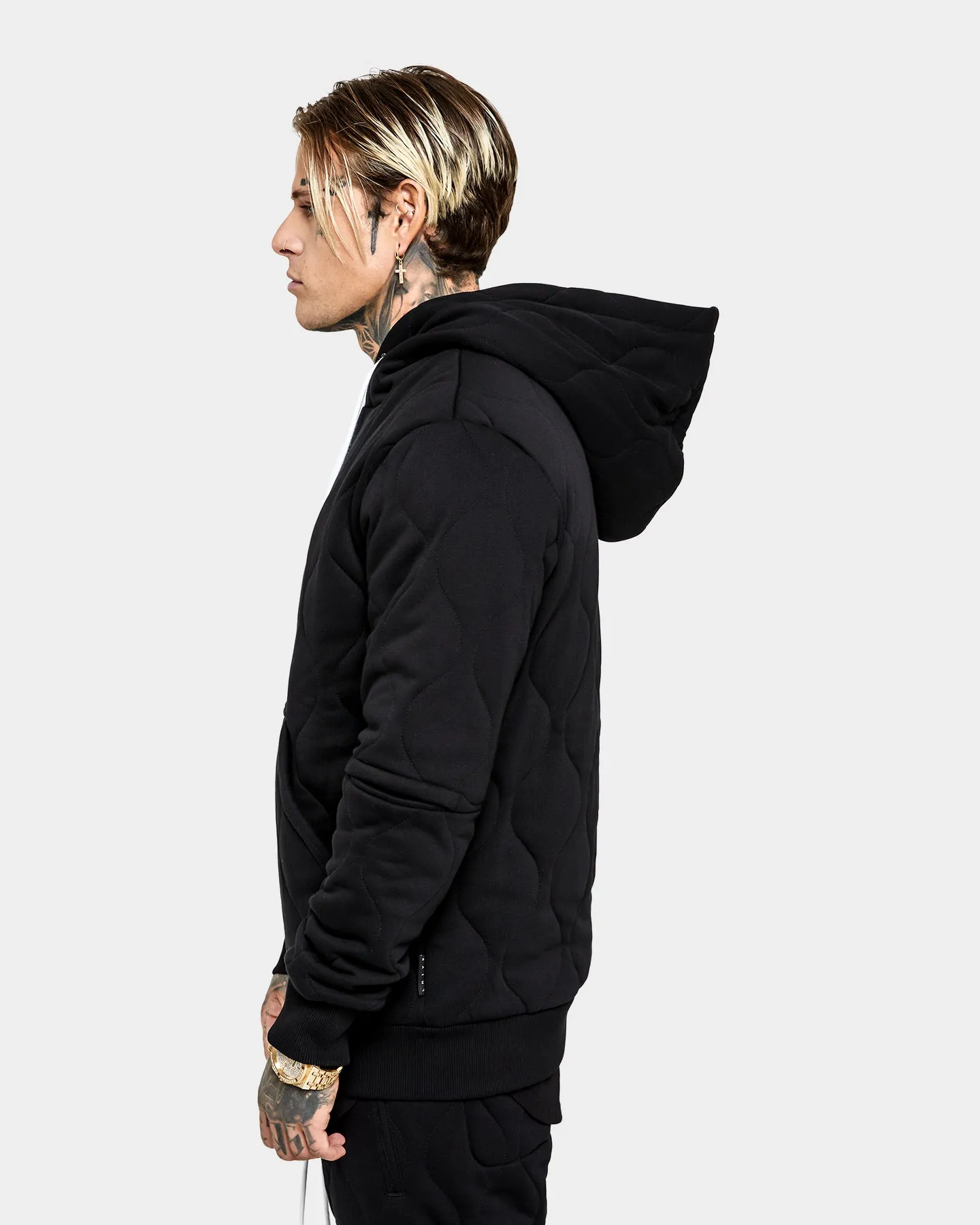 Saint Morta Lover Quilted Hoodie Black