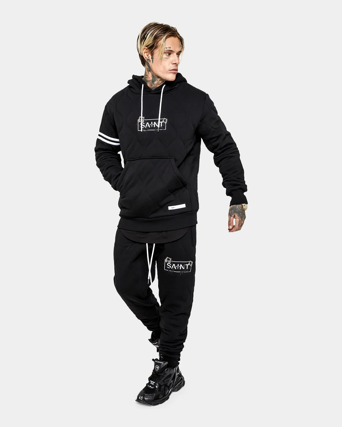 Saint Morta Lover Quilted Hoodie Black