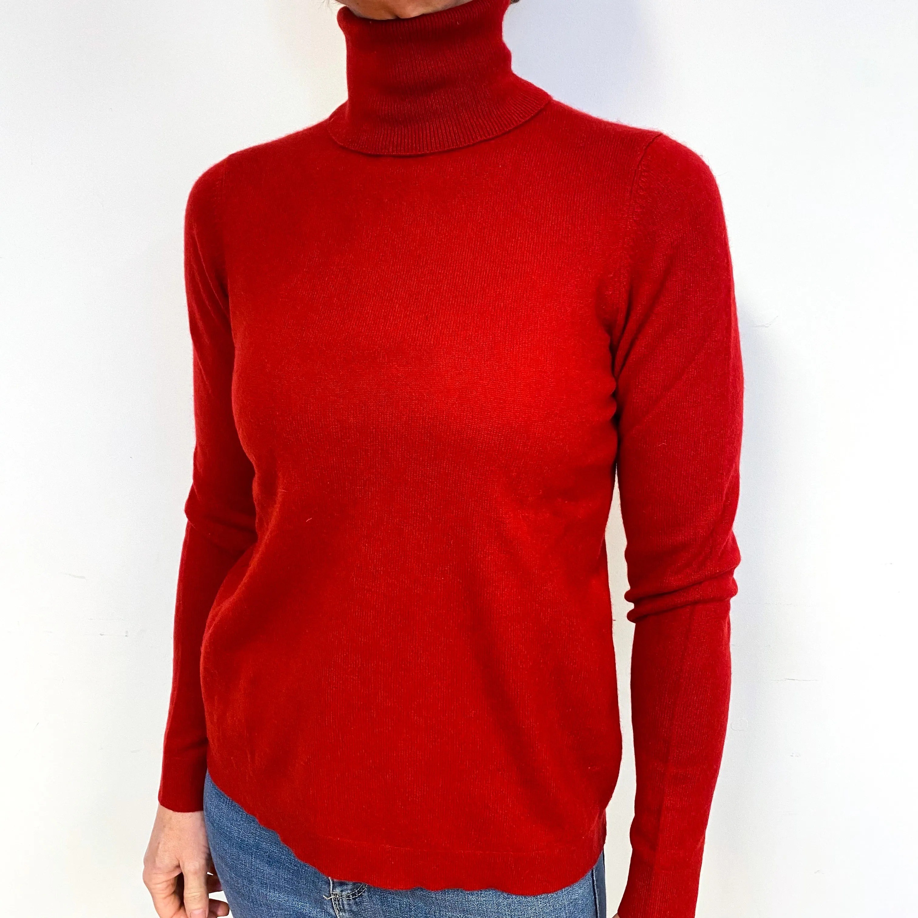 Scarlett Red Cashmere Polo Neck Jumper Medium