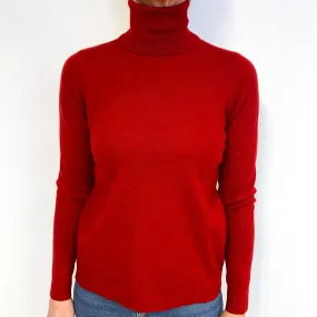 Scarlett Red Cashmere Polo Neck Jumper Medium