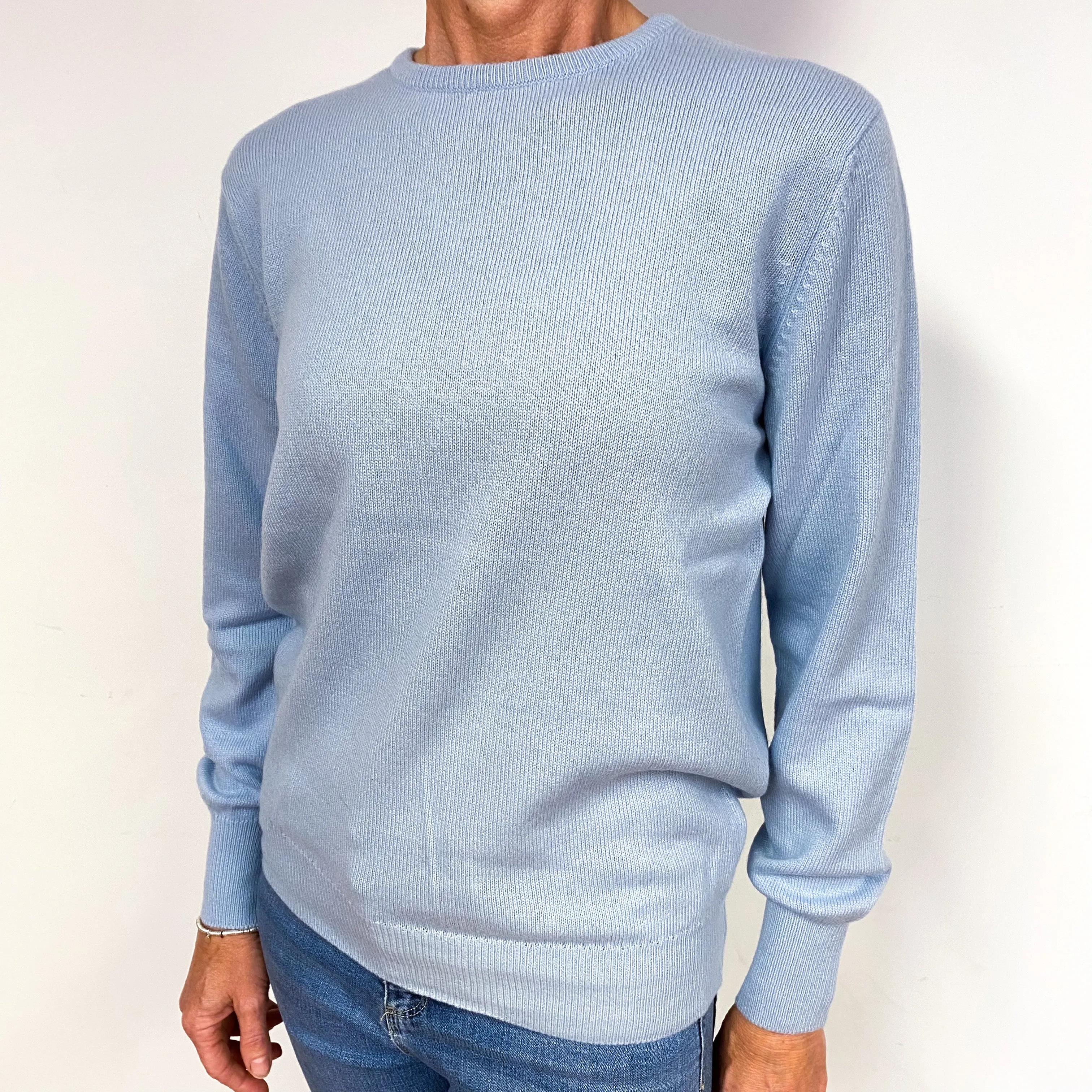 Scottish Pale Blue Cashmere Crew Neck Jumper Medium