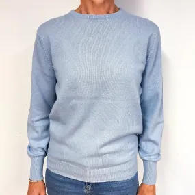 Scottish Pale Blue Cashmere Crew Neck Jumper Medium