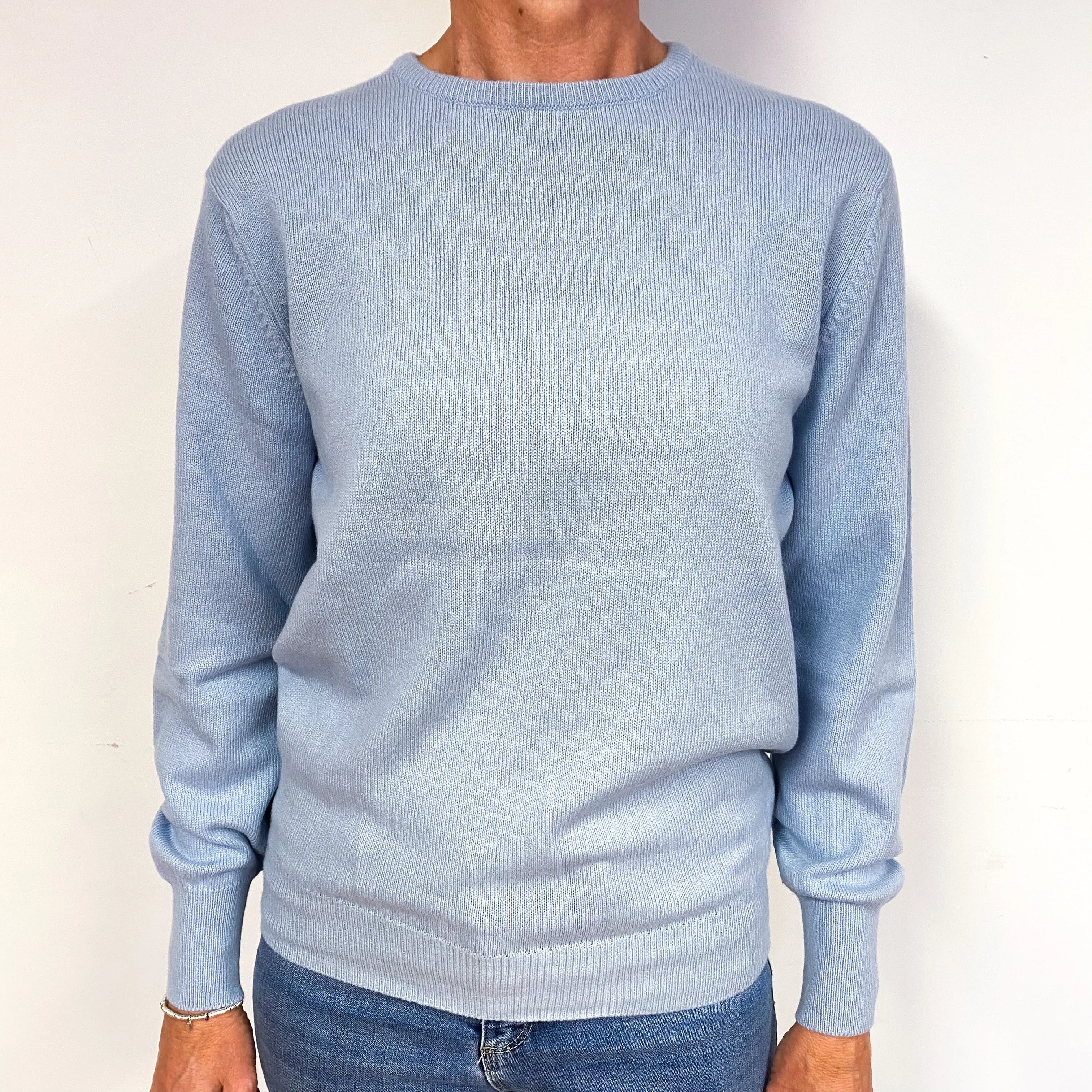 Scottish Pale Blue Cashmere Crew Neck Jumper Medium