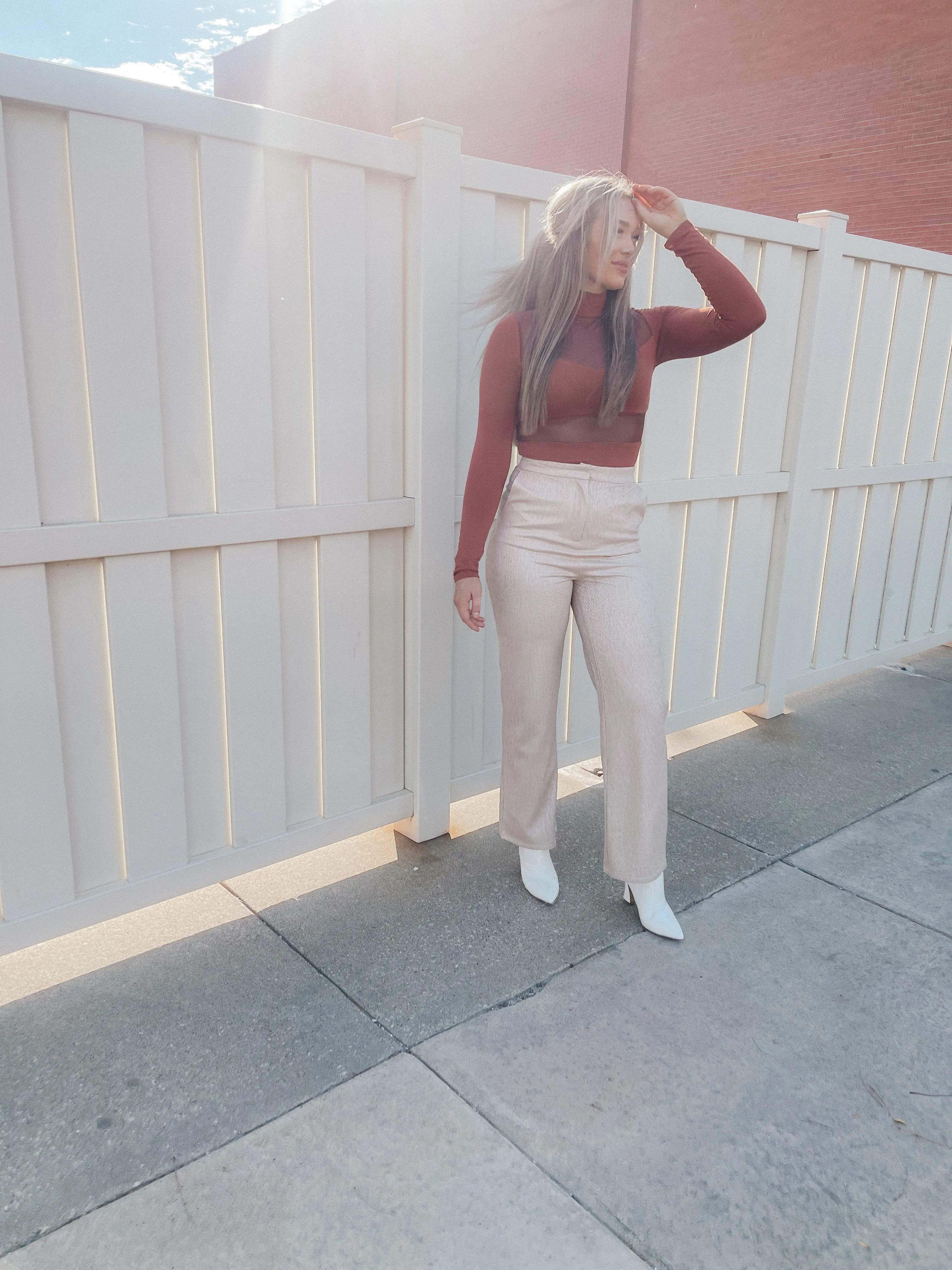 Silver Beige Wide Leg Pant