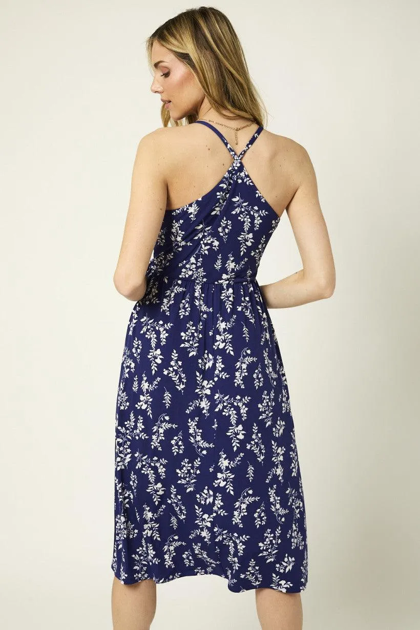 Sleeveless Tie Shoulder Floral Mini Dress
