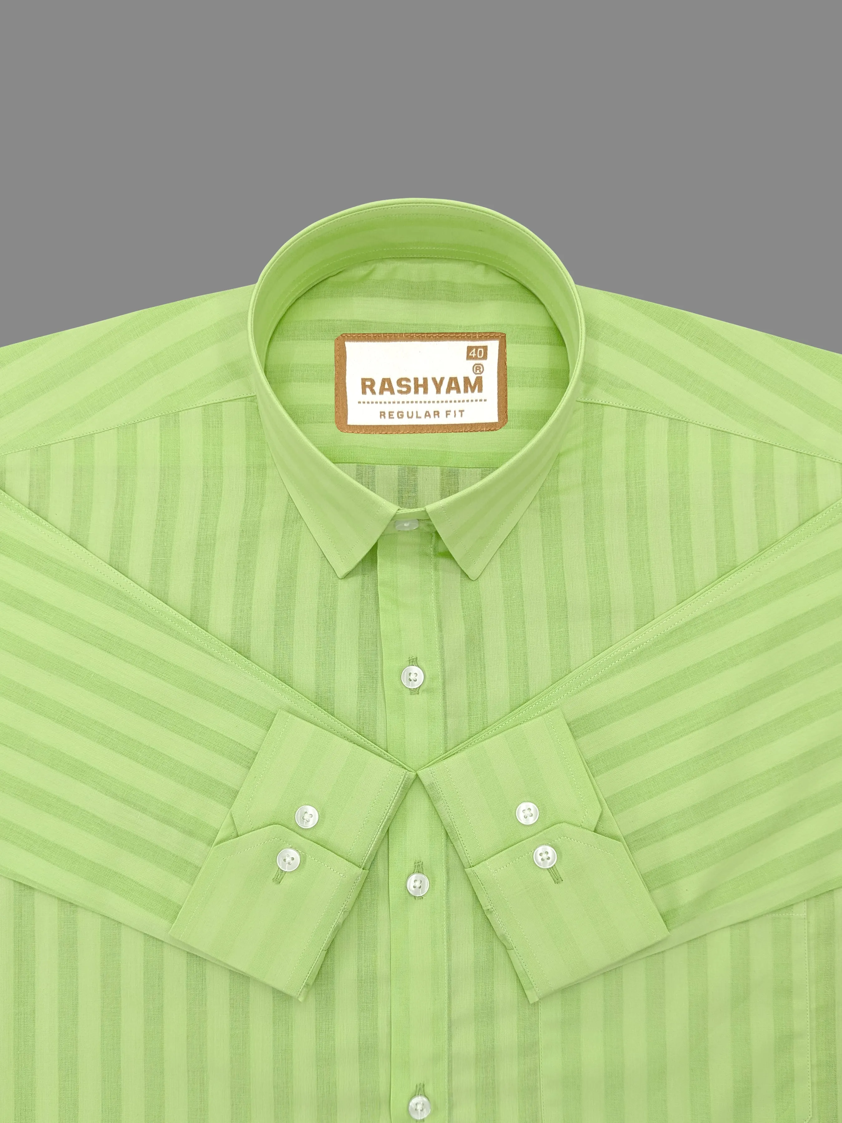 Spello Turtle Green Line Premium Cotton Formal Shirt For Men