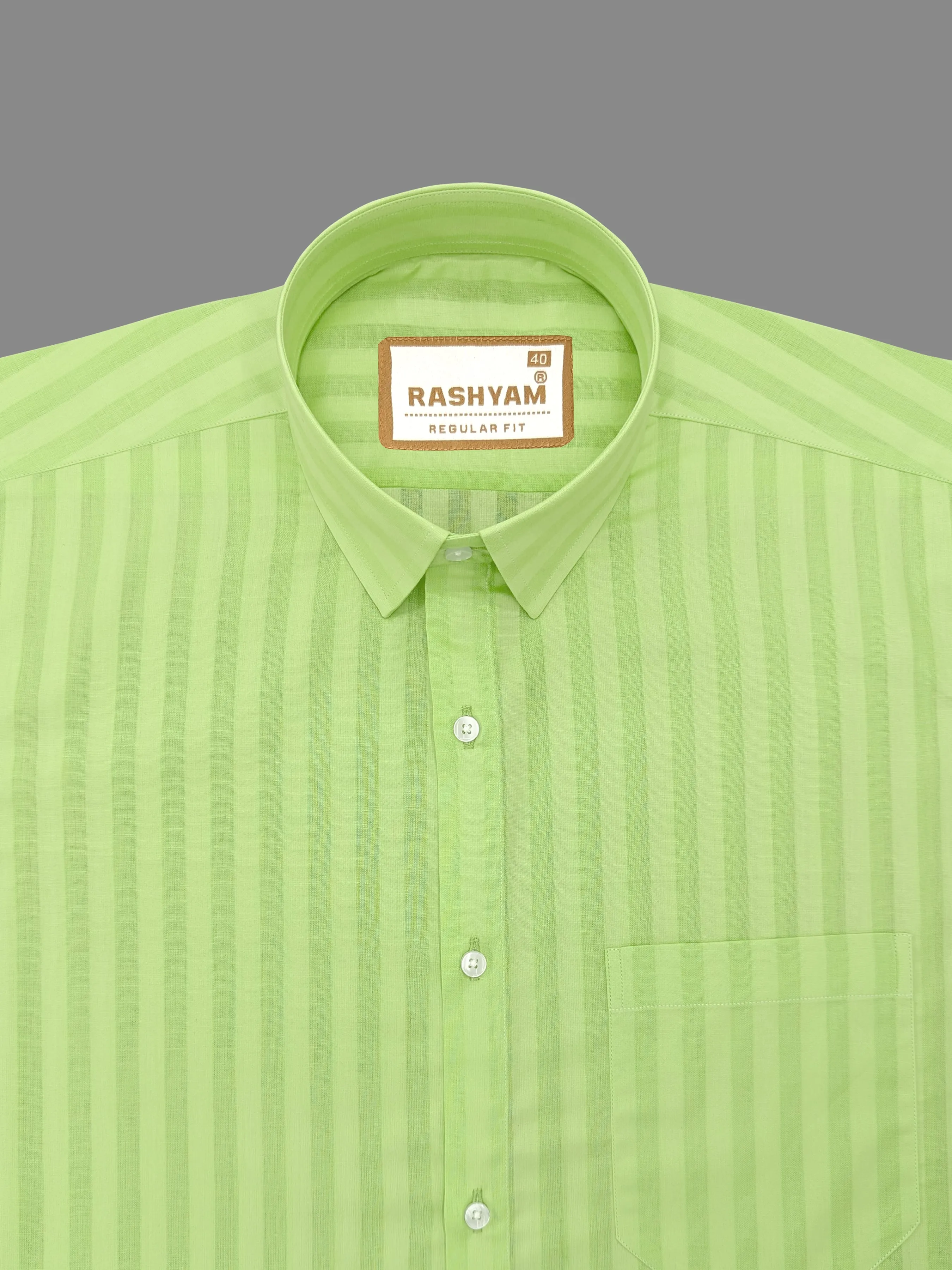 Spello Turtle Green Line Premium Cotton Formal Shirt For Men