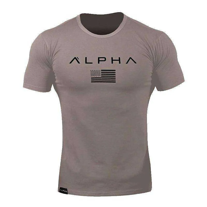 Sports Fitness Fashion Letter Printing Men's Short Sleeve T-shirt