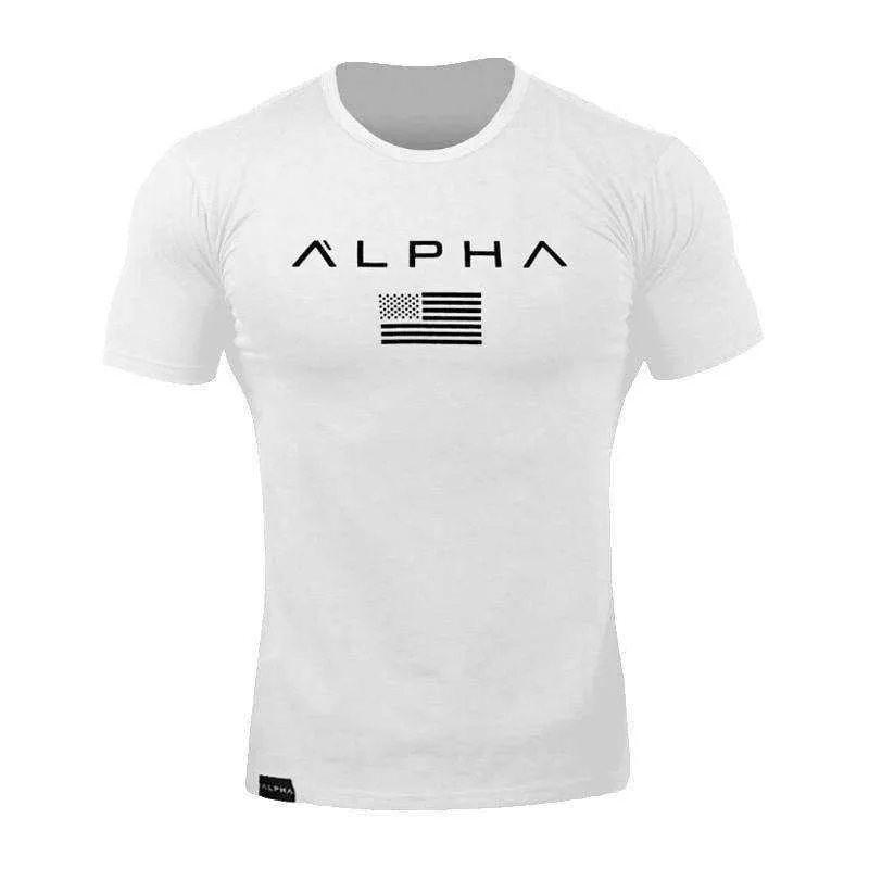 Sports Fitness Fashion Letter Printing Men's Short Sleeve T-shirt